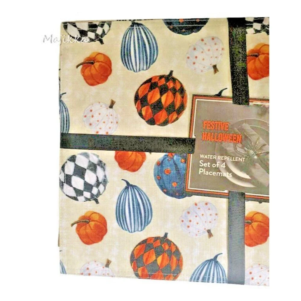 Colordrift Halloween Placemats Festive Water-Resistant Spills Bead Up Set of 4